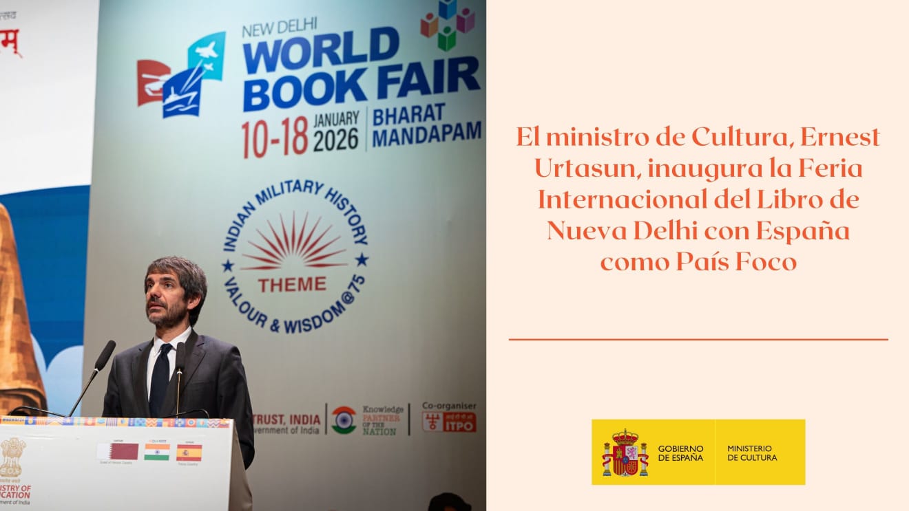 Inauguración del pabellón español en la Feria del Libro de Delhi por el Ministro Urtasun